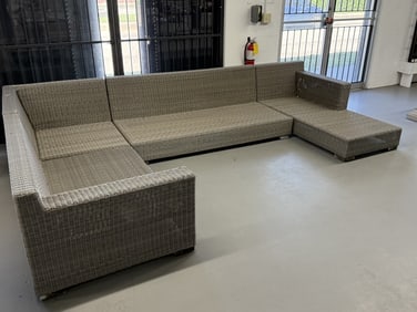 A Large Wicker Patio Set