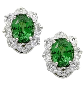 Oscar Heyman Platinum Tsavorite & Diamond Earrings