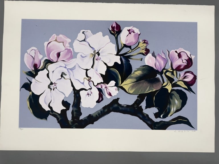Lowell Nesbitt Apple Blossoms 33.5 H x 48 W: Lowell Nesbitt Apple Blossoms 33.5 H x 48 W Large Scale. Floral Art. Measures 33.5 h x 48 w