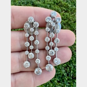 18K White Gold 7.20 Ct. Diamond Earrings