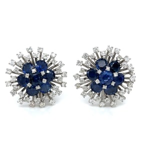 Art Deco Platinum Sapphire & Diamond Earrings