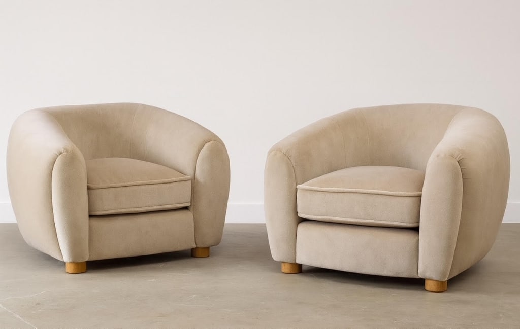 Jean Royere Style, 'Polar' Lounge Chairs (2) (1 of 9)