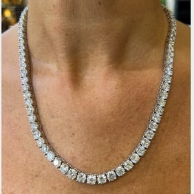 14K White Gold 65.00 Ct. Diamond Riviera Necklace