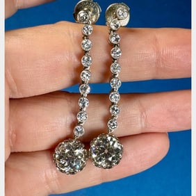 Art Deco Platinum 7.50 Ct. Diamond Earrings