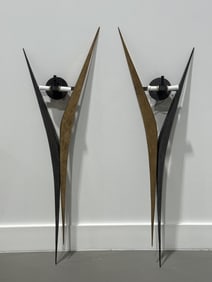 Pair Abstract Bronze Sconces