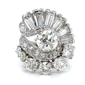 Art Deco 14K White Gold 4.60 Ct. Diamond Ring