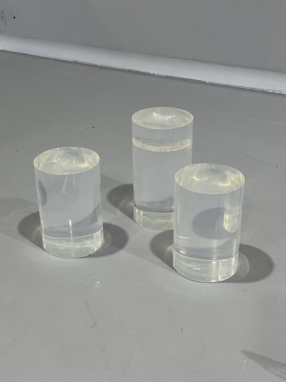 Lucite Pedestals: Lucite Pedestals. Approx Measures 19 inches high, Largest.