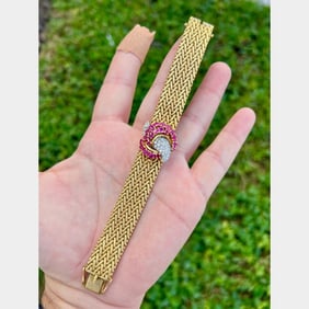 JOSARN 1960’s 18K Yellow Gold Burma Ruby & Diamond