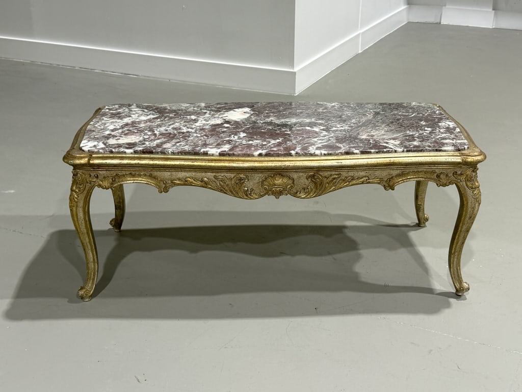 Antique French Style Coffee Table Marble Top (1 of 7)