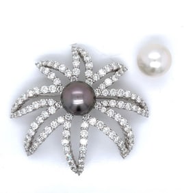 Platinum South Sea Pearl & Diamond Brooch