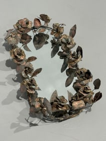 Antique Floral Mid Century Mirror