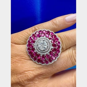 18K White Gold Ruby & Diamond Ring