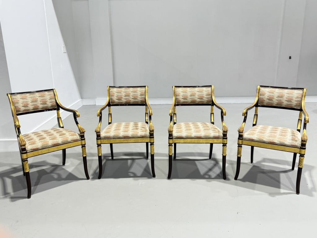 4 Regency Style English Arm Chairs, Four (1 of 10)