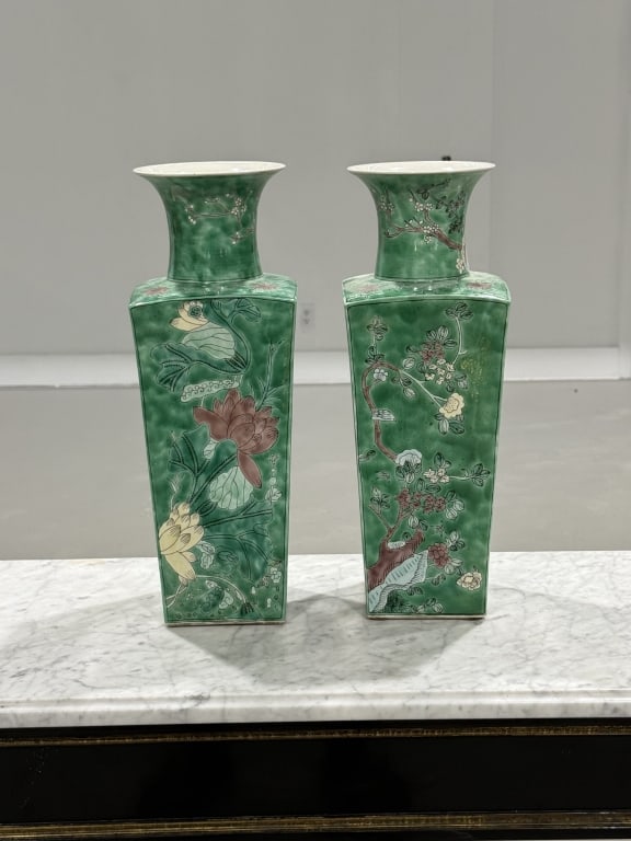 Chinese Vases: Chinese Vases. Measures 17 inches high