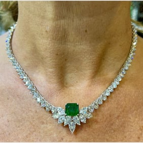 1950’s Platinum Emerald & Diamond Necklace