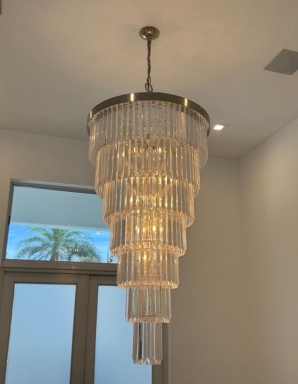 Massive Modern Drop Chandelier: Massive Modern Drop Chandelier. 61 inches high