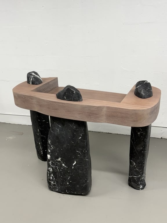 Italian Marble & Teak DJ Booth: Italian Marble and teak DJ booth created by Bea Pernia. Retail $28,000. One of a kind. Includes certificate of authenticity. Measures 41" x 60 W x 28 1/2" deep