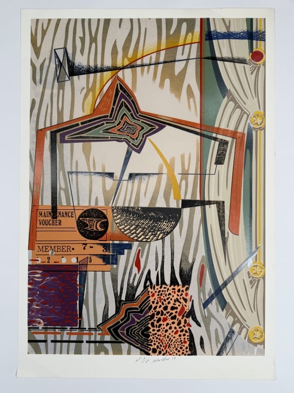 William Schwelder (1942-1982) Signed Serigraph: William Schwelder, American (1942-1982) signed serigraph "Ready Answer". Signed, dated '79 and numbered 'A.P 19/50' lower center. Stamped lower right verso. Minor wear and blemishing around the border