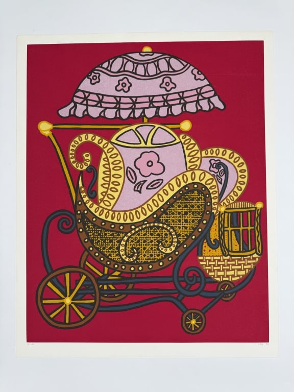 William Copley (1919-1996) Signed Serigraph: William Nelson Coply 'CPLY', American (1919-1996) signed serigraph "Baby Buggy'. Signed and dated '78 lower right and numbered 16/200 lower left. In good condition. Measures 32 3/4" x 26 1/8"