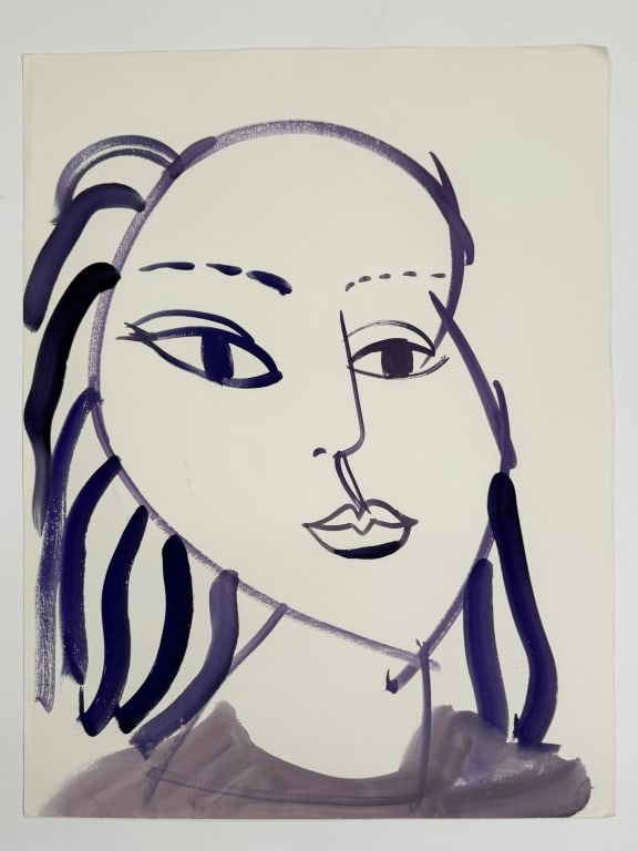 Rene Marcil (1917-1993) Gouache/Paper: Rene Marcil, Canadian (1917-1993) gouache on paper abstract portrait of a woman. Signed and dated '83 lower right. Very minor wear along the edges of the work, otherwise in good condition. Measures