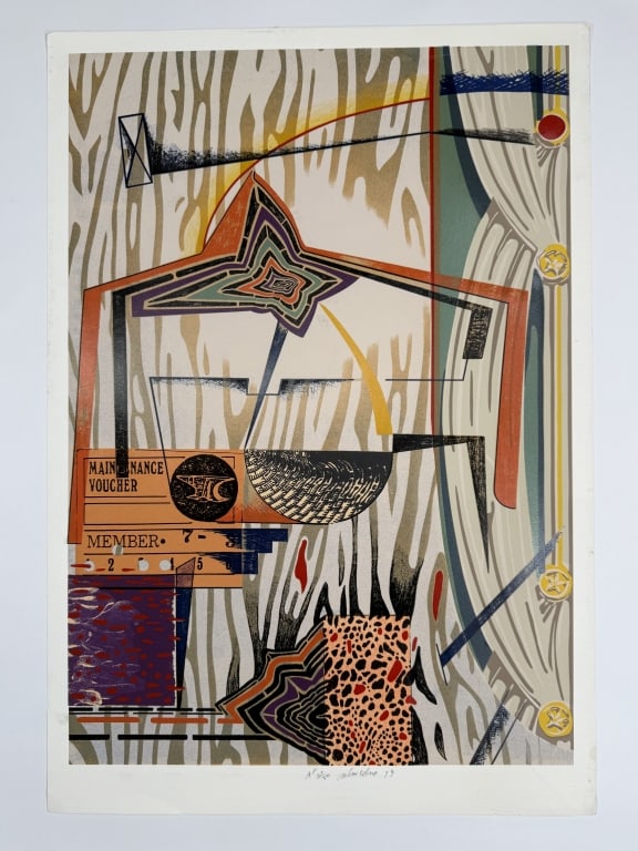 William Schwelder (1942-1982) Signed Serigraph: William Schwelder, American (1942-1982) signed serigraph "Ready Answer". Signed, dated '79 and numbered 'A.P 20/50' lower center. Stamped lower right verso. Minor wear and blemishing around the border