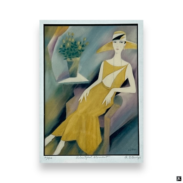 Vintage A. D'Arrigo Signed Deco Style Print (1 of 4)