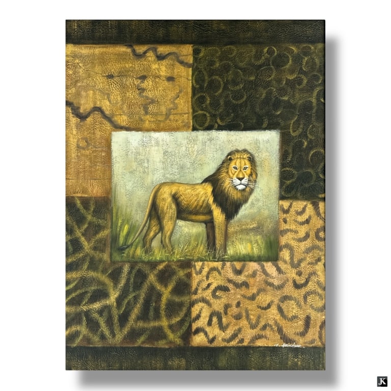 Style of Debra Swartzendruber Oil/Canvas "Lion" (1 of 6)