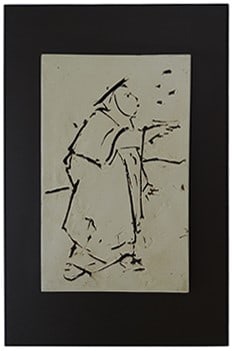 David Bryce Drawing in Clay Sculpture "Thankful": David Bryce (American b. 1951) Drawing in Clay Sculpture "Thankful". Mounted. Unsigned. Good condition. Measures 17" x 11" overall. Keywords: clay sculpture, figural ceramic art, hand-modeled