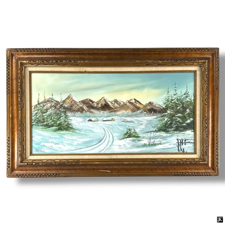 Harold Cox 20C Oil on Canvas "Snowy Landscape" (1 of 6)
