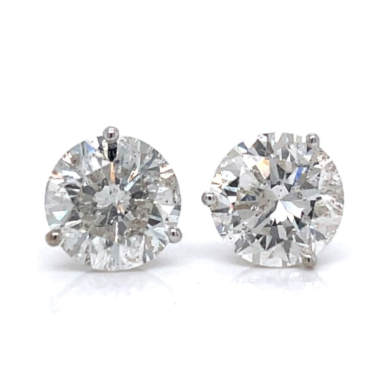 14K White Gold 6.76 Ct. Diamond Stud Earrings: Item # 12508 Category Earrings 14K White Gold 6.76 Ct. Diamond Stud Earrings Weighing 3.0 grams Set with a 3.54 Ct. Round Diamond H Color, I1 Clarity And a 3.22 Ct. Round Diamond H Color, I1 Clarity