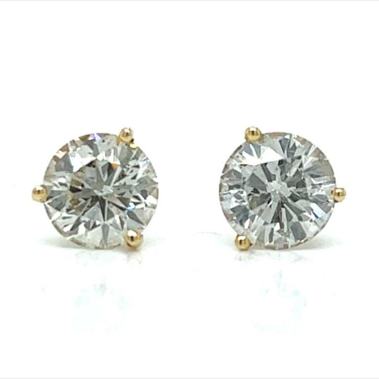 14K Yellow Gold 3.00 Ct. Diamond Stud Earrings (1 of 3)