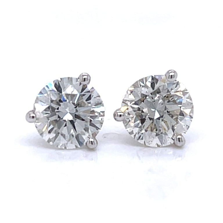 14K White Gold 3.02 Ct. Diamond Stud Earrings (1 of 2)