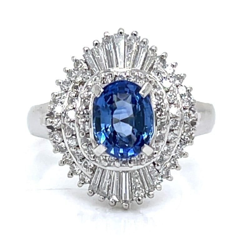 Platinum Sapphire & Diamond Ring (1 of 4)