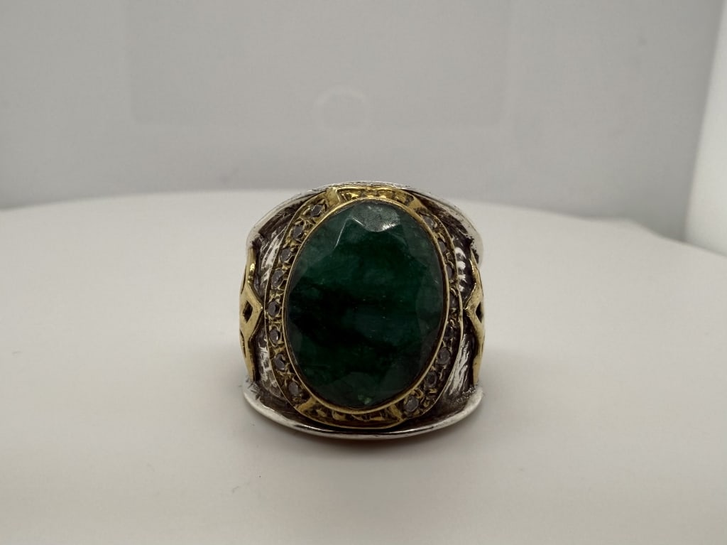 Vintage Engraved Gemstone Ring - 2