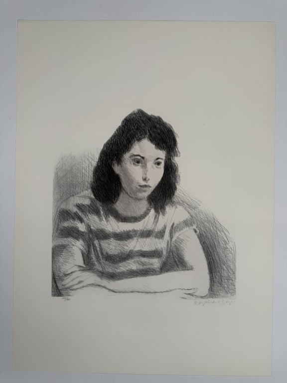 Raphael Soyer (1899-1987) Signed Lithograph: Raphael Soyer, Russian (1899-1987) signed lithograph "Woman's Head I". Signed lower right and numbered 149/300 lower left. In good condition. Measures 30" x 22"