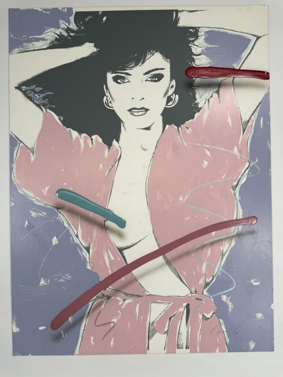 Jim Ceravolo (b. 1953) Mixed Media/Board: Jim Ceravolo, American (b. 1953) mixed media board, serigraph and paint "Lasting Impression". Signed lower right. Some wear along the edges of the board, otherwise in good condition. Measures 40" x 30