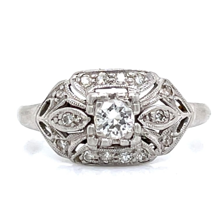 Art Deco Platinum Diamond Ring (1 of 5)