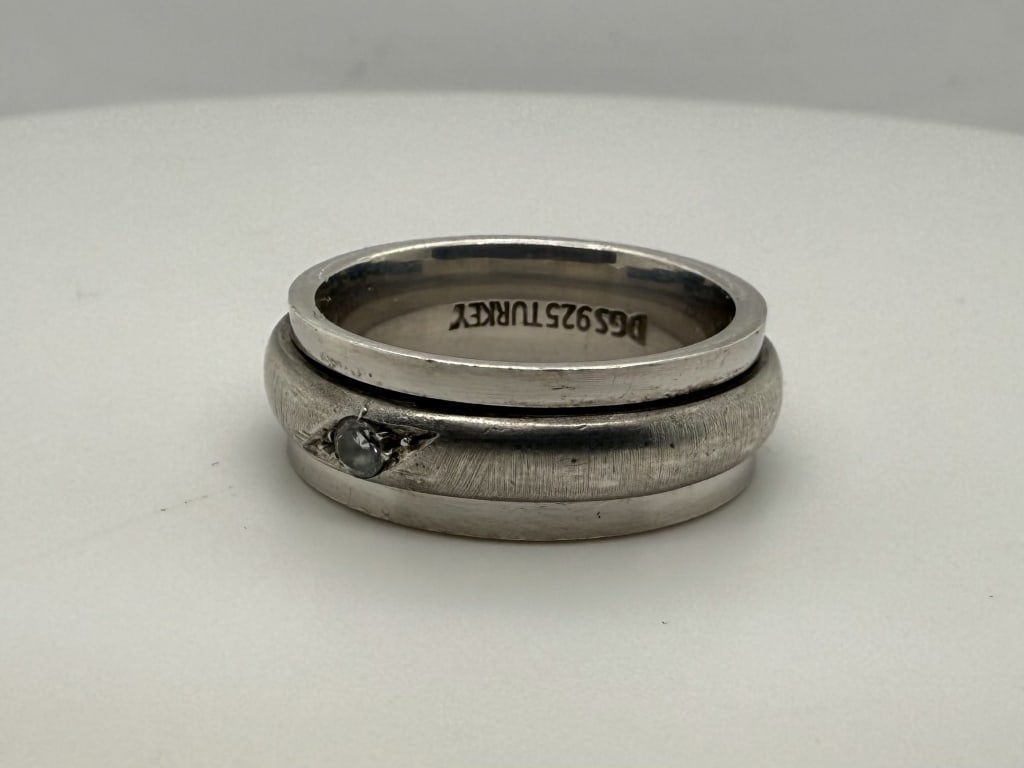Turkish 925 Silver Rotating Center Gemstone Ring (1 of 3)