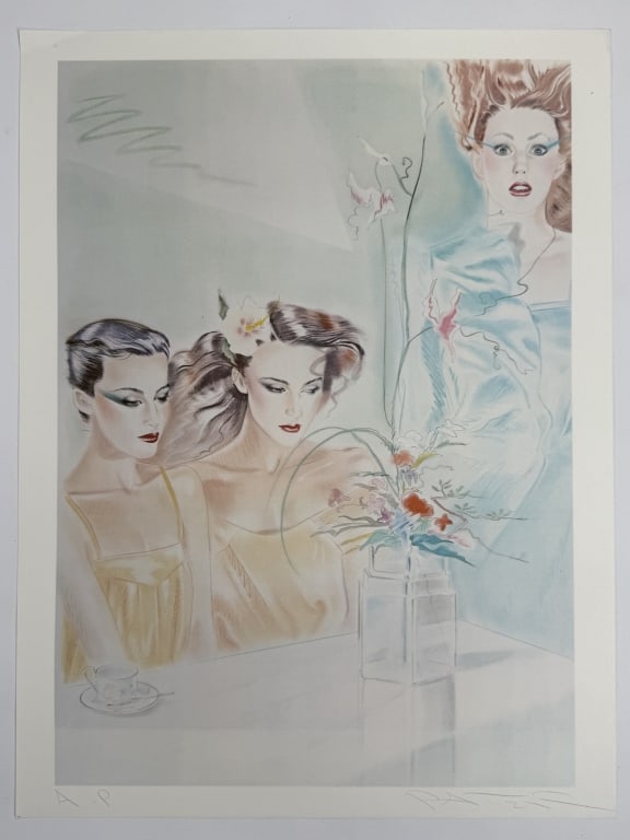 Pater Sato (1945-1994) AP Signed Lithograph: Pater Sato, Japanese (1945-1994) artist proof signed lithograph "Flower". Signed lower right and 'AP' written lower left. In good condition. Measures 25" x 19"