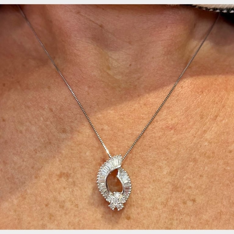 18K Diamond Pendant w/ Platinum Chain (1 of 3)