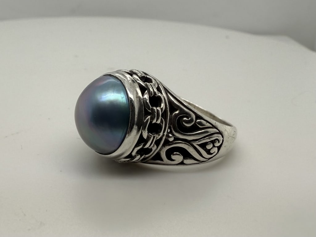 925 Sterling Silver Filigree Gemstone Ring (1 of 7)