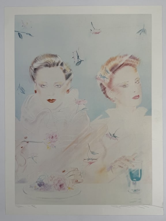 Pater Sato (1945-1994) AP Signed Lithograph: Pater Sato, Japanese (1945-1994) artist proof signed lithograph "Tea For Two". Signed lower right and 'AP' written lower left. In good condition. Measures 25" x 19"