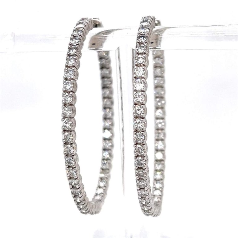 14K White Gold 4.80 Ct. Diamond Hoop Earrings (1 of 4)
