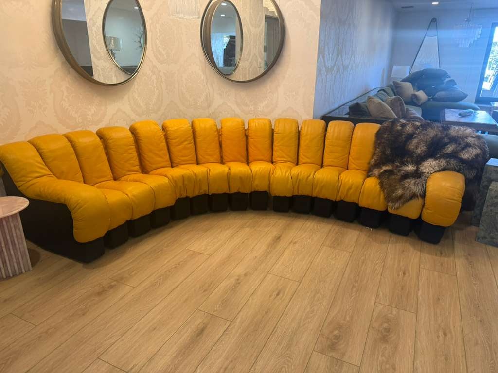 Ueili Berger, Eleanora Peduzzi DS 600 Organic Sofa: Ueili Berger, Eleanora Peduzzi- Riva and Heinz Ulrich, DS 600 Organic Sofa Vintage DS 600, 16 elements yellow leather and fabric body PICK UP LOCATION - WEST LA, LOS ANGELES