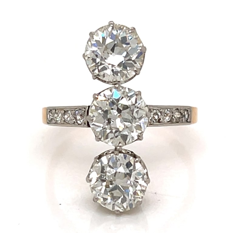 Victorian 18K & Platinum Top 3-Stone Diamond Ring (1 of 5)