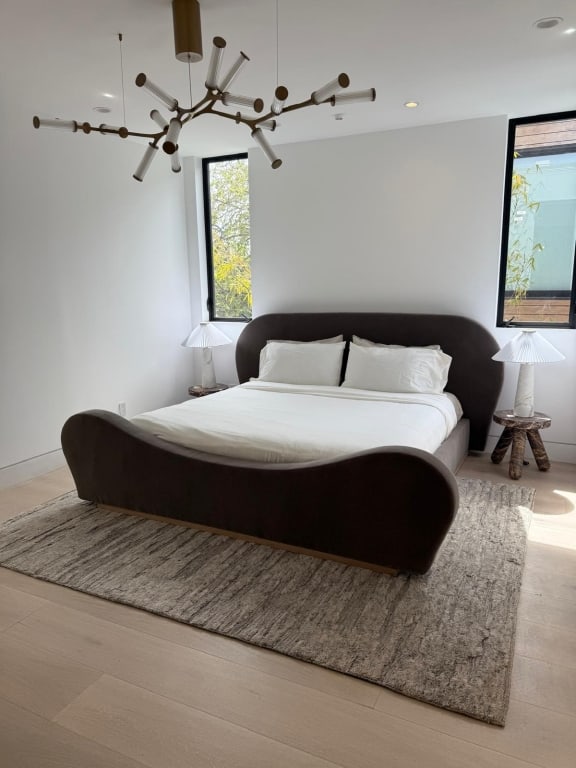 New mohair “Pierre Augustine rose?? bed king: New mohair “Pierre Augustine rose” bed king size only used to stage never slept in PICK UP LOCATION - WEST LA, LOS ANGELES