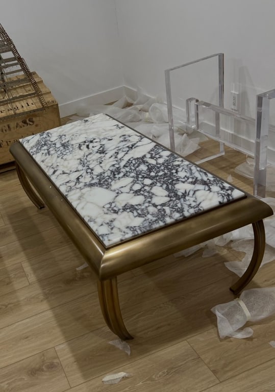 Brass and viola rectangle coffee table: Brass and viola rectangle coffee table PICK UP LOCATION - WEST LA, LOS ANGELES