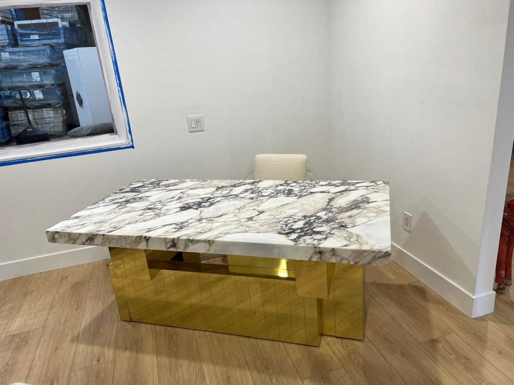 Paul Evans city scape table with viola marble top (1 of 3)
