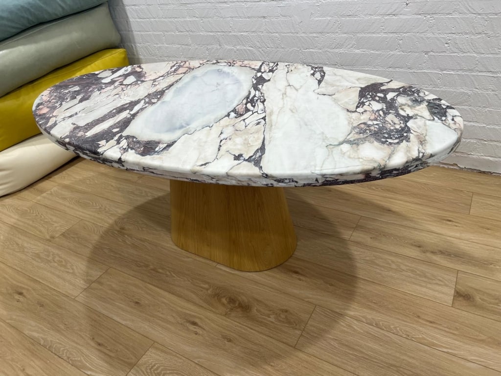 Viola Marble Oval Table, Oak Base - 2