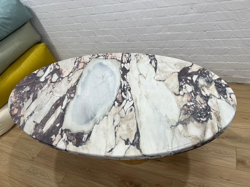 Viola Marble Oval Table, Oak Base - 3